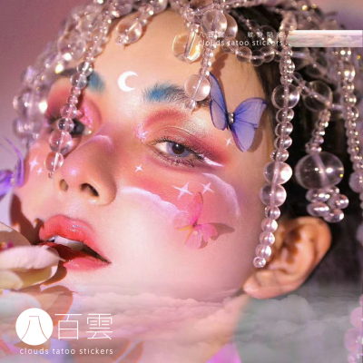 白色新月迷你唯美12个纹身贴纸