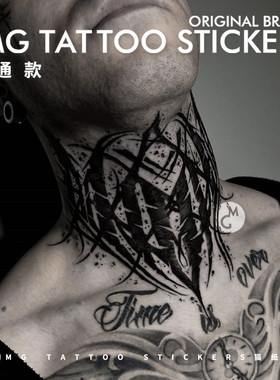 MG tattoo暗黑哥特摇滚酷炫英文花体百搭欧美花脖防水纹身贴纸潮