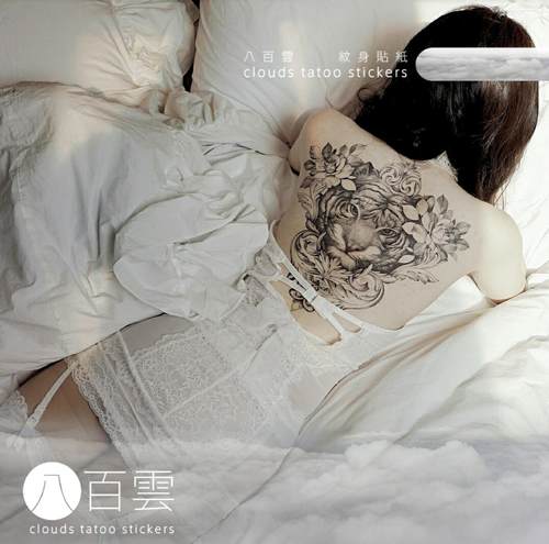 虎头素花高级感满背纹身贴纸