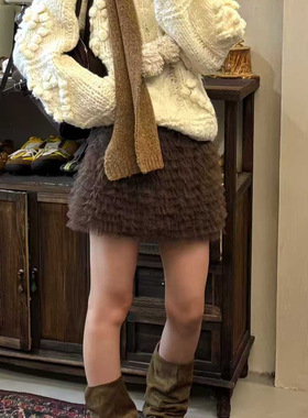 【内有短裤】芭蕾风miu系风重工多层蛋糕裙ins网纱半身裙蓬蓬短裙