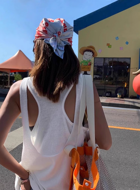 轻松拿下2025夏季白色设计感时尚外穿宽松无袖上衣假两件吊带背心