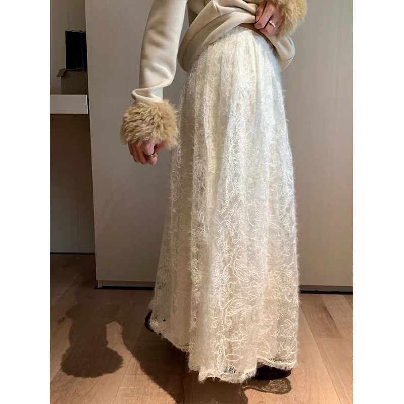 星月童话25秋冬度假打卡拍照裙子韩系简约日常百搭蕾丝拉毛半身裙,女装/女士精品,半身裙,淘宝优惠券,粉丝福利购,淘宝优惠卷