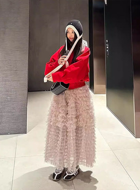 层次感网纱蓬蓬蛋糕裙女韩国chic春季新款甜美洋气高腰显瘦半身裙