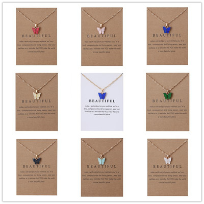 Acrylic Butfly Pendant Necklace Clavicle Chain Jewelry