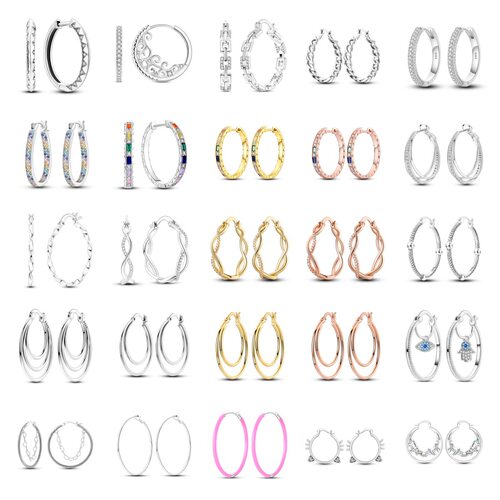 Exaggerated earrings with silver plated copper ear loops