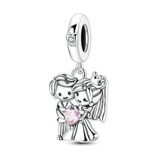 Valentine's Day 925 Silver Charm Groom And Bride Dangle Char