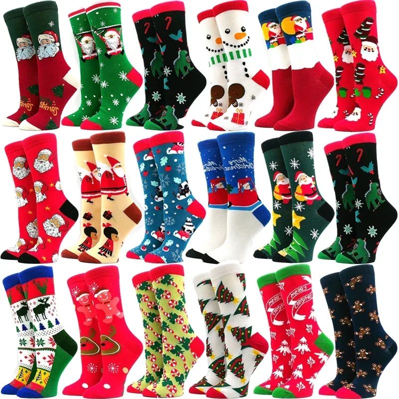 Women's Christmas Socks Interesting Christmas Santa Claus Sn