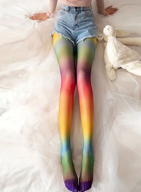 Ombre Colorblock Pantyhose, High Waist Elastic Slim Footed P