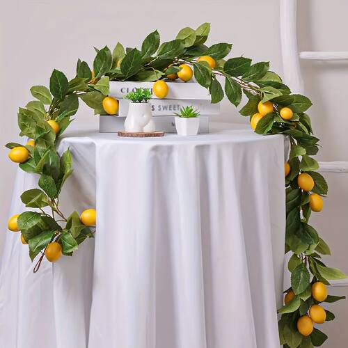 Artificial lemon wreath with green plants home door wall cov