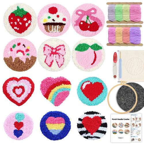 6PCS Punch Needle Coaster Kit for Beginners Adults Easy DIY