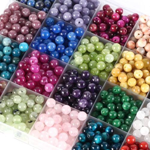 4-12MM Natural Stone Beads Lava Amethyst Tiger Eye Quartz Ag