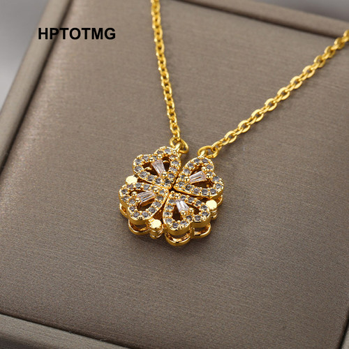 Vintage Lucky Four Leaf Clover Necklaces for Women Goth Love