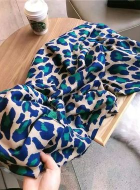 Designer brand autumn luxury Grey ladies wild leopard scarf