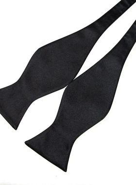 Self Bow Tie Men Silk Satin Bowtie Solid Color Classic Busin