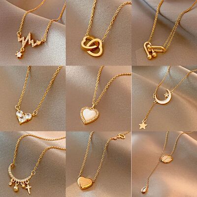 Ins Classic Gold Color Stainless Steel Necklace For Women Je