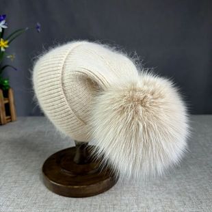 fur winter children New fox Women Angora For Cllikko hat