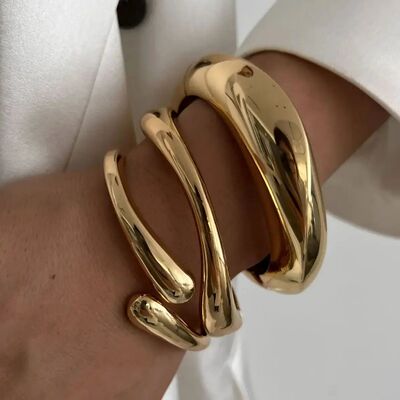 3 Styles Vintage Hip Hop Metal Cuff Bangles Punk Gold Silver