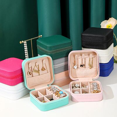 PU Leather Jewelry Mini Storage Box Travel Home Bracelet Ear