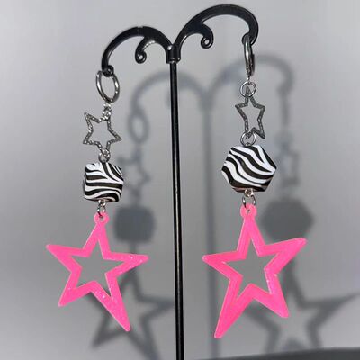 Y2K Jewelry Pink Shiny Star Earrings for Women Cool Kawaii P