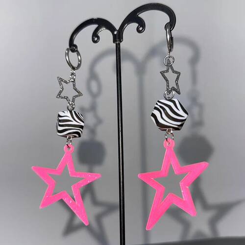 Y2K Jewelry Pink Shiny Star Earrings for Women Cool Kawaii P