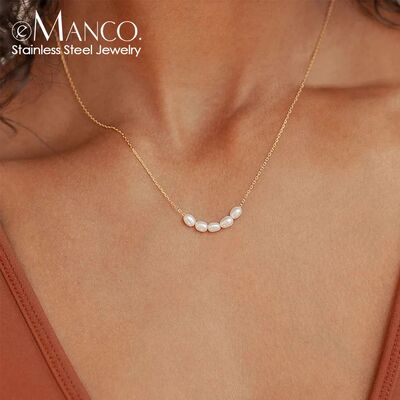 eManco Hot Simple 5 Create Pearls Choker Necklaces Wedding B