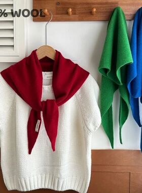 100% Wool Winter Scarf For Women Warm Triangle Knit Scarves