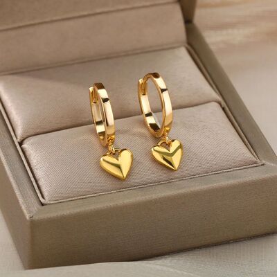 Stainless Steel Heart Earrings For Women Vintage Gold Color