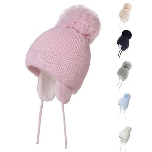 Baby Hats Kid Warm Toddler Pom Knitted Girls Winter for