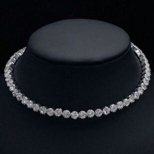 Elegant Rhinestone Necklace for Women, Single Row Sparkling