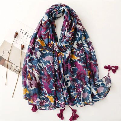 Paisley Abstract Floral Tassel Viscose Shawl Scarf Lady High