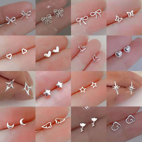925 Silver Needles Silver Color Mini Star Heart Butterfly St