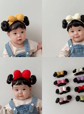 New Year Hair Accessories Cute Bow Baby Girl Wig Hat Hairpie