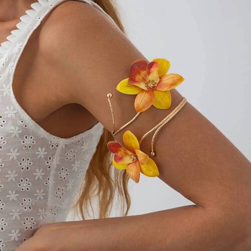 Salircon Vintage Exquisite Colorful Flower Open Arm Bangle B
