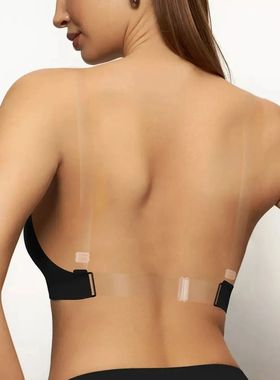 Unlined Backless Bra with Transparent Straps Women Wireless
