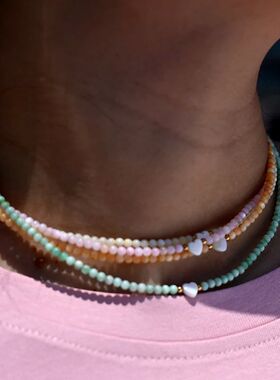 Mother of Pearl Beads Heart ChokerDyed Natural Shell Necklac