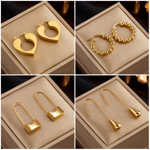 316L Stainless Steel Heart Lock Hoop Earrings For Women High