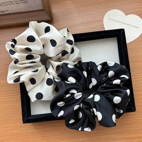 KoreaDot Satin Scrunchies For Women White big Hair Bands Ela