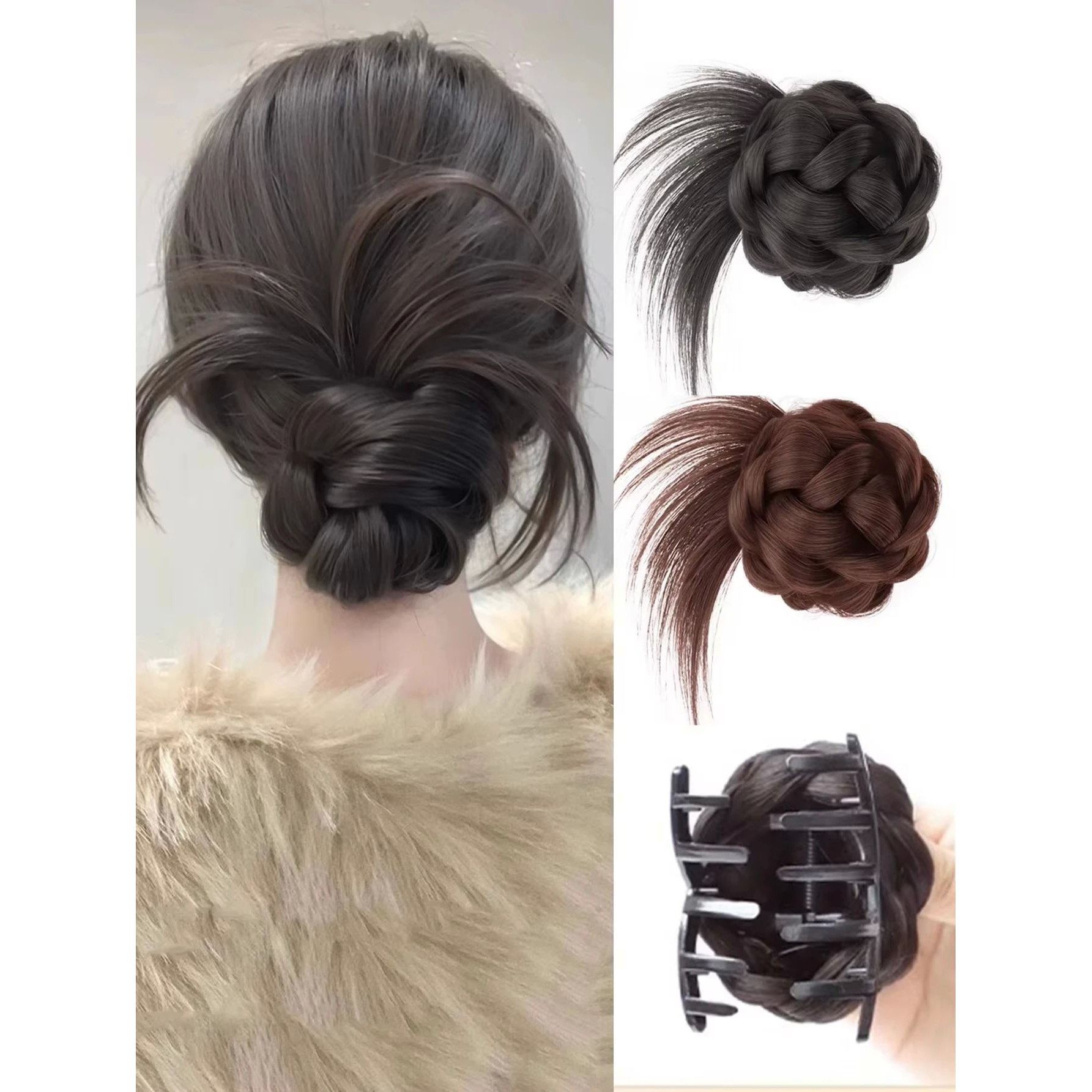 Grab clip synthetic wig for women messy curl scrunchie bun p
