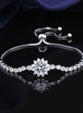 Sterling Silver Bracelet moissanite sunflower bracelet two c