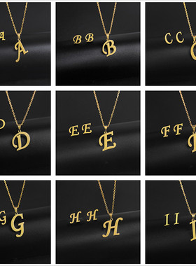 A-Z Stainless Steel charm Initial Necklace And Stud Earrings