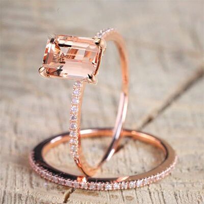 Elegant Rose Gold Colors Rings for Women Trendy Metal Inlaid