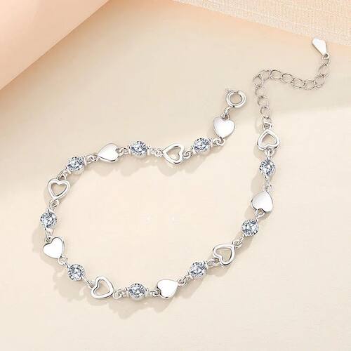 925 Sterling Silver Hollow Heart Zircon Bracelets For Women