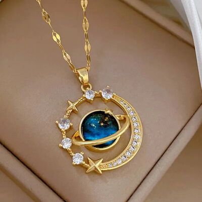 Light Titanium Steel Star Series Necklace for Women Gold Col