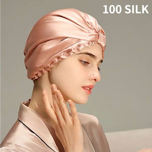 Pure Silk Night Caps Mulberry Silk Sleeping Bonnet Hair Loss