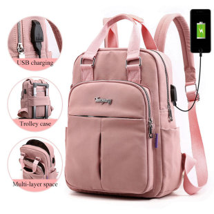 Girls Laptop Backpacks Pink Men USB Charging Bagpack Women