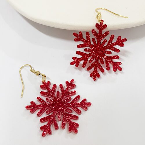 Cute Acrylic Jewelry Glitter Christmas Snowflake Drop Earrin