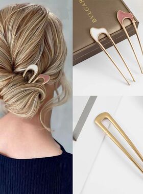 Metal Hair Pin Stick French Style U Shape Hair Clips Enamel