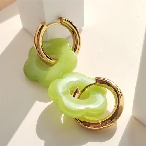 New Stainless Steel Circle Colorful Acrylic Resin Flower