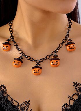 Gothic Halloween Pumpkin Necklace For Women Cartoon Ghost Ba