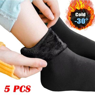5Pairs/Lot Winter Warm Solid Women Socks Thicken Thermal Soc